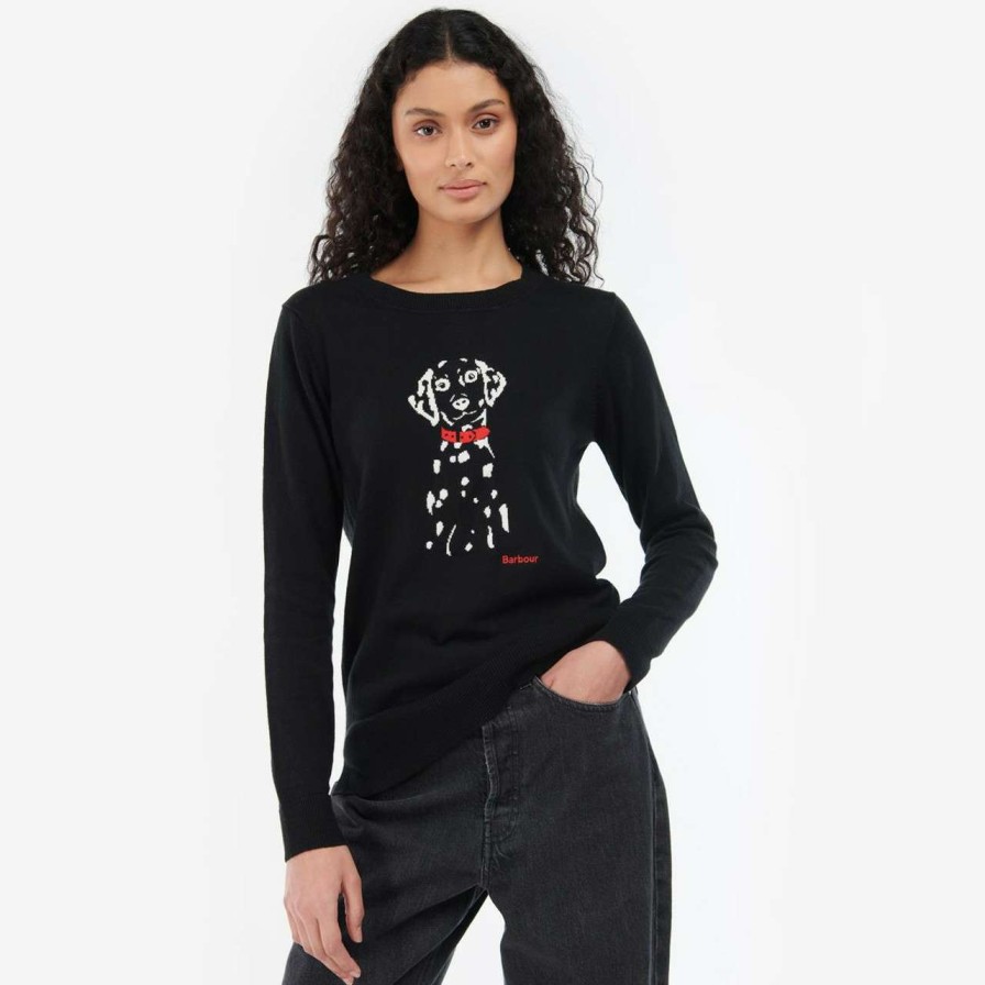 Clothing * | Online Sales Barbour Womens Homeswood Knit Sweatshirt Black