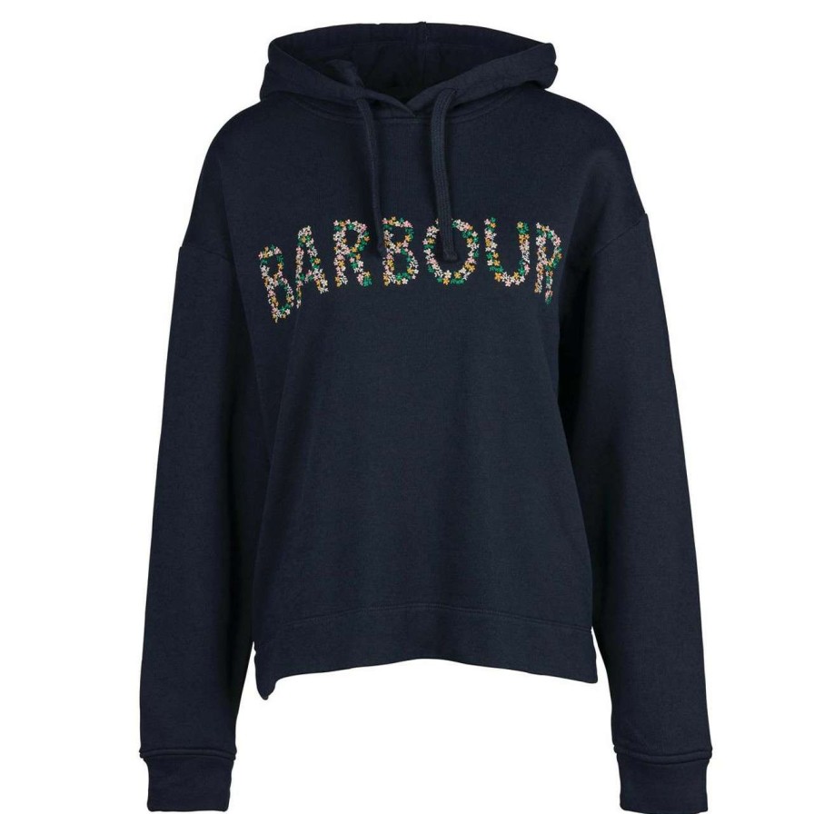 Clothing * | Bestsellers Barbour Womens Greenwell Hoodie Navy