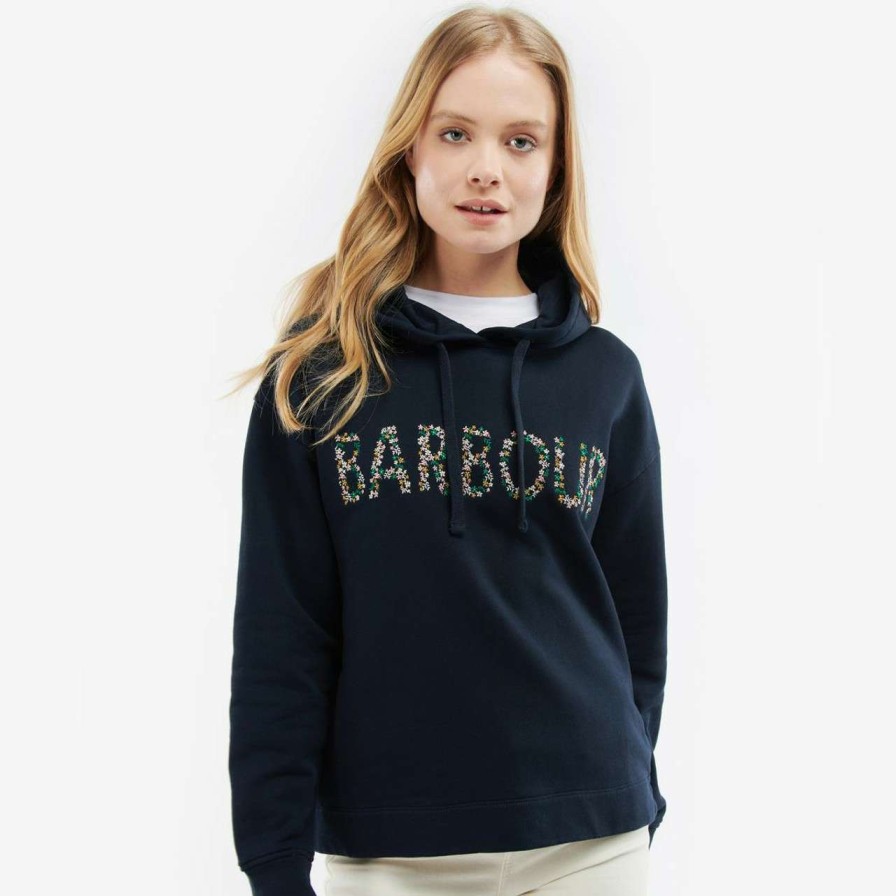 Clothing * | Bestsellers Barbour Womens Greenwell Hoodie Navy