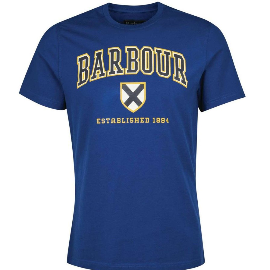 Clothing * | New Threads Barbour Mens Collegiate Graphic Tee Deep Blue