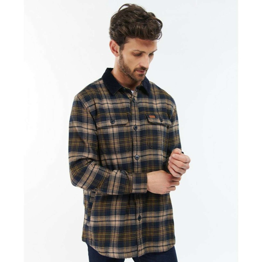 Clothing * | Cheap Barbour Mens Ambleside Overshirt Navy