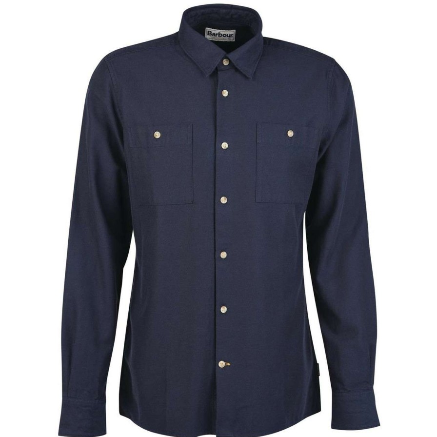 Clothing * | Bestsellers Barbour Mens Jutland Shirt Navy