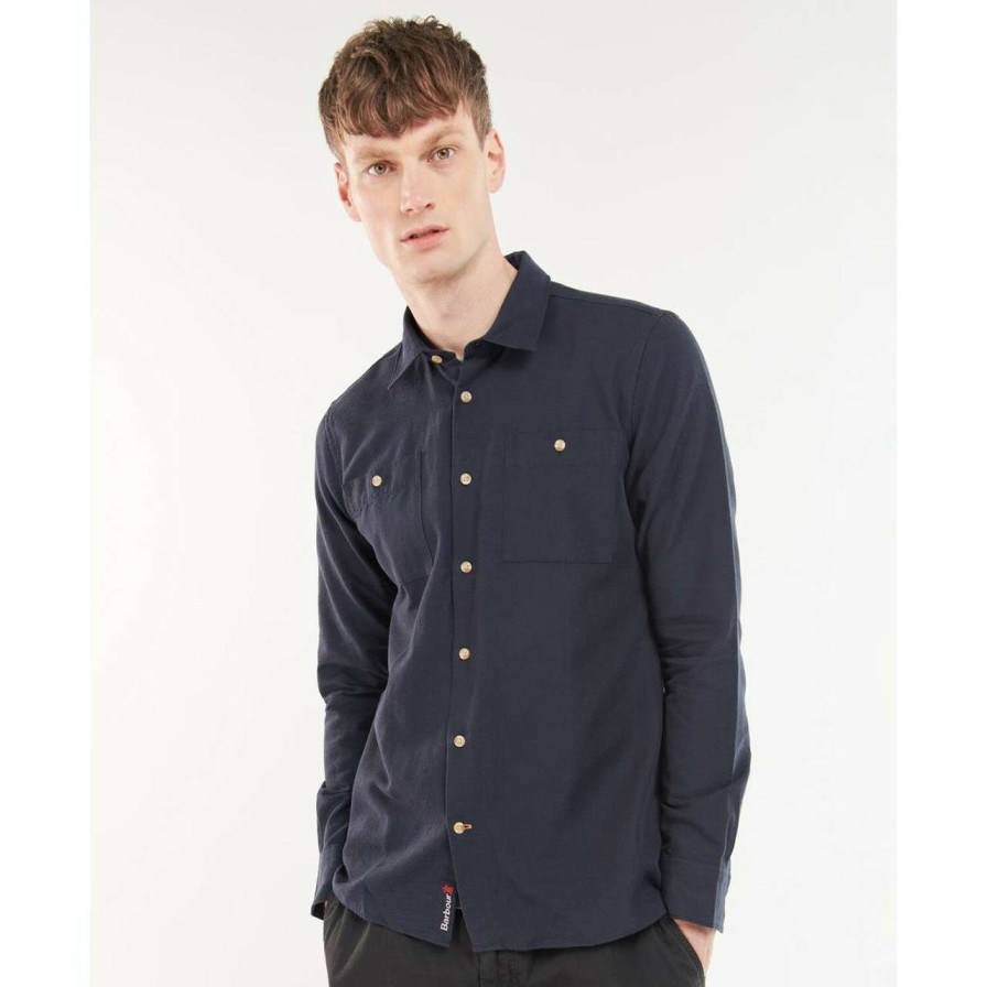 Clothing * | Bestsellers Barbour Mens Jutland Shirt Navy