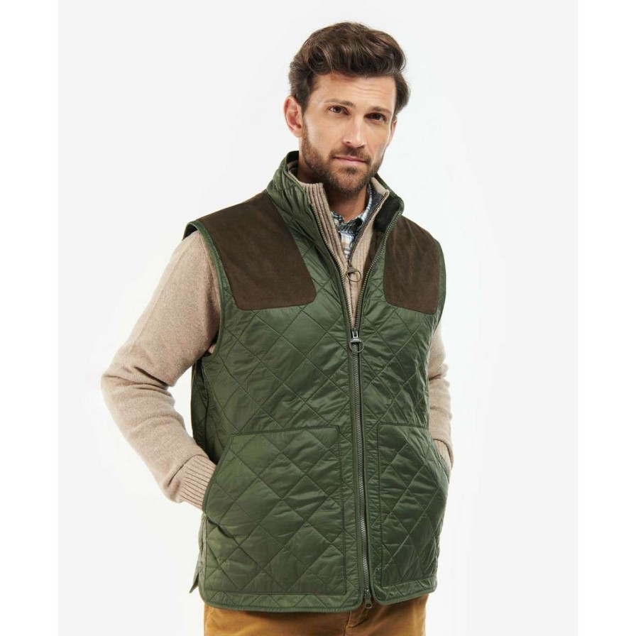 Clothing * | Closeout Sale Barbour Mens Redwood Gilet Olive