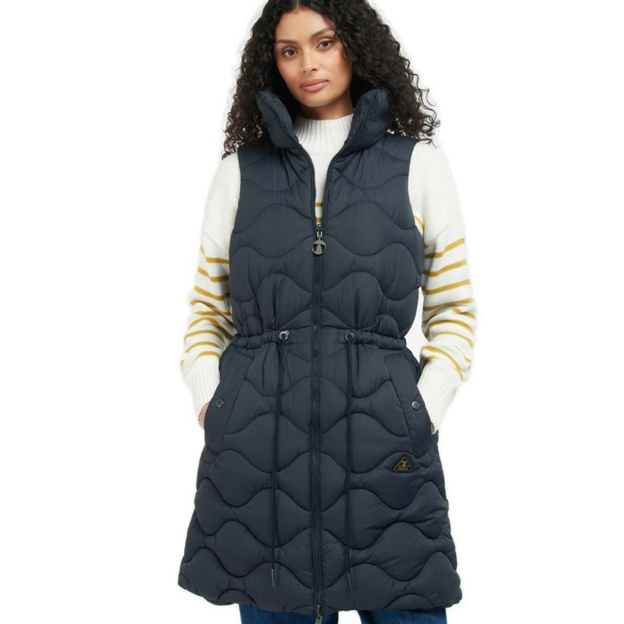 Clothing * | Lower Prices Barbour Womens Reversible Shelly Gilet Dark Navy/Dark Navy