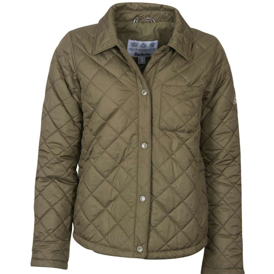 Jackets * | Cheap Barbour Womens Blue Caps Quilted Jacket Dusky Green