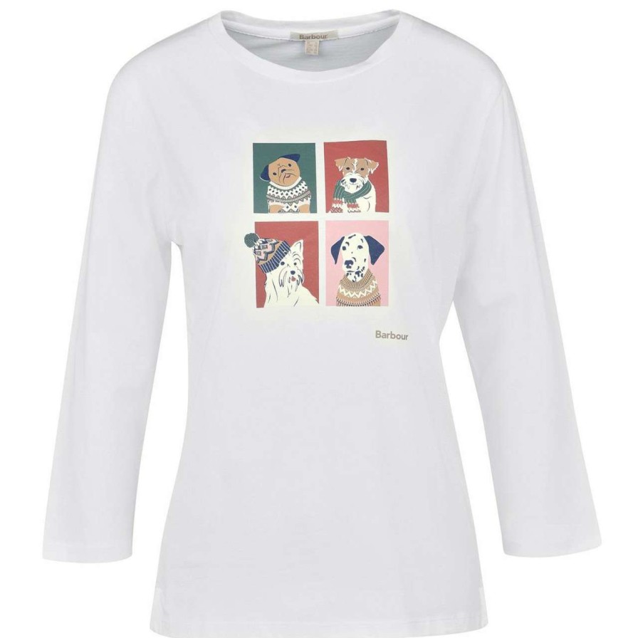 Clothing * | Online Sales Barbour Womens Winter Hopewell Tee White