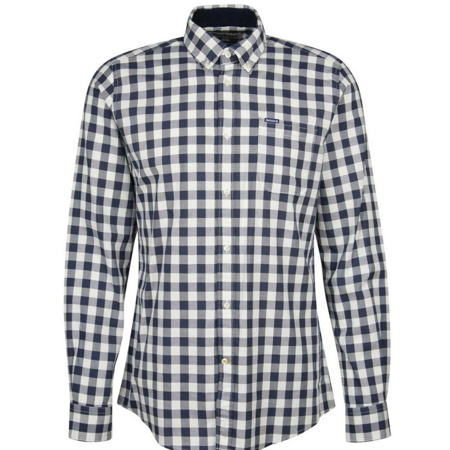 Clothing * | Bestsellers Barbour Mens Drover Tailored Fit Shirt Navy