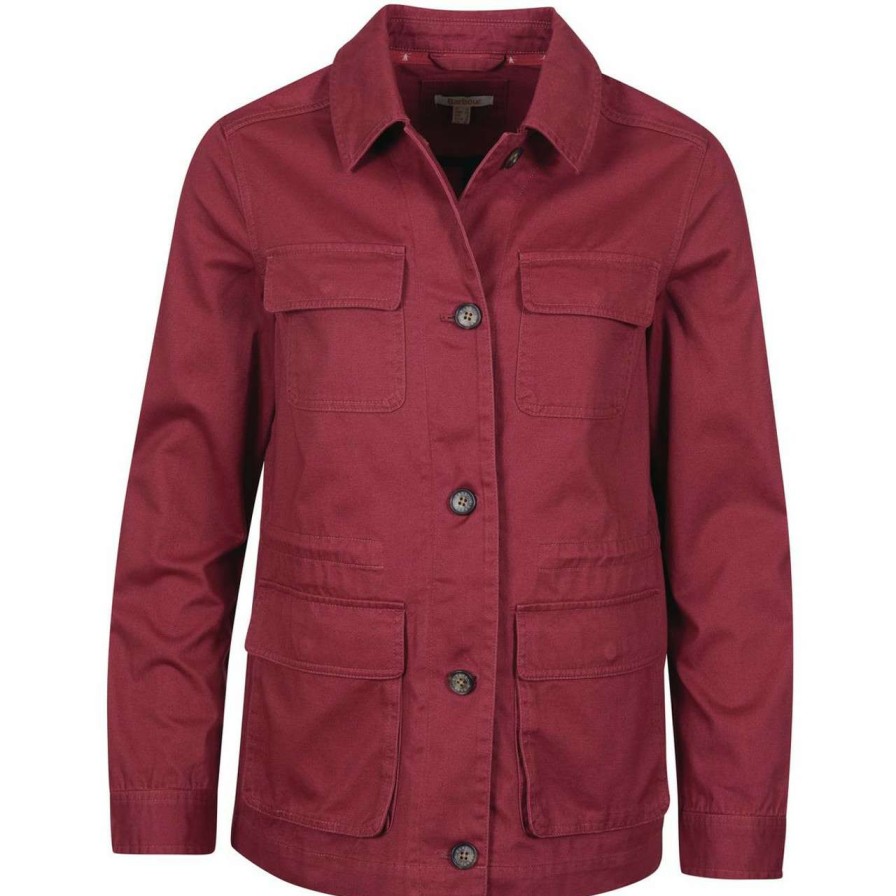 Clothing * | Cheap Barbour Womens Saltwater Overshirt Mulberry