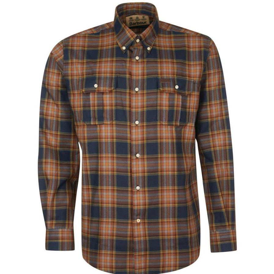 Clothing * | New Threads Barbour Mens Singsby Thermo Weave Shirt Navy