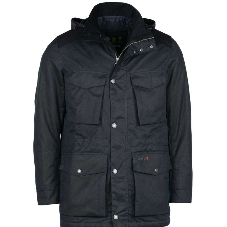 Jackets * | 100% Guarantee Barbour Mens Troben Wax Jacket Navy