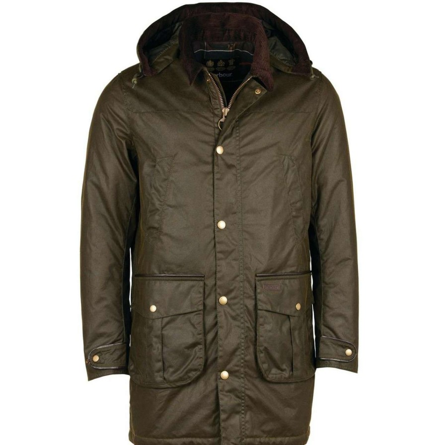 Jackets * | Discount Online Barbour Mens Hawthorn Wax Jacket Archive Olive