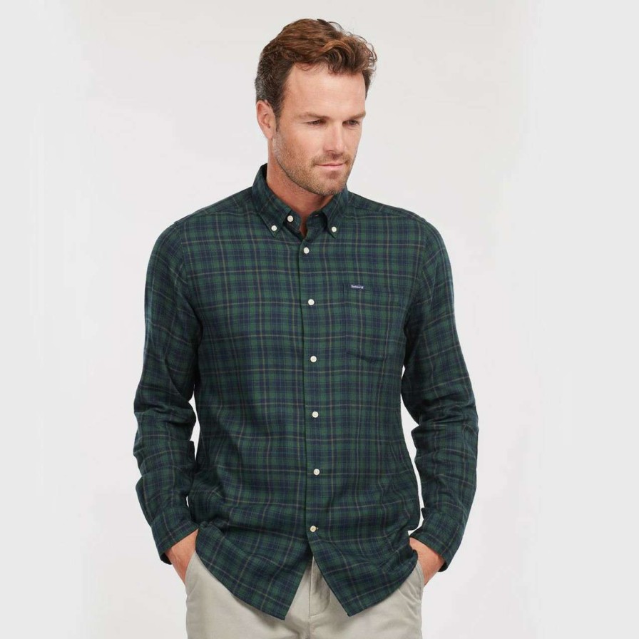 Clothing * | Discount Store Barbour Mens Dalby Eco Tailored Shirt Forest