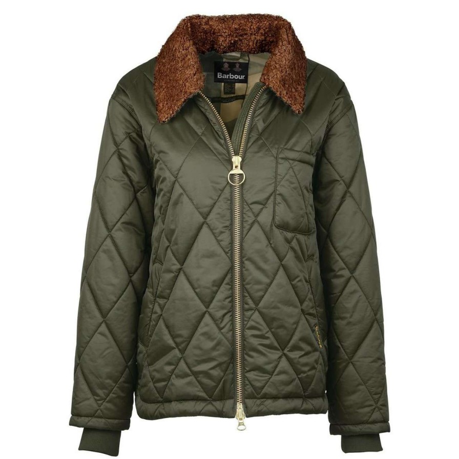 Jackets * | Online Store Barbour Womens Vaila Quilted Jacket Sage/Classic