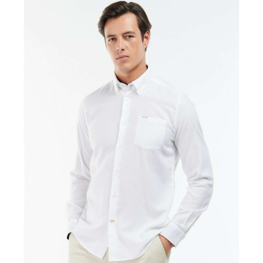 Clothing * | Bestsellers Barbour Mens Charlton Eco Tailored Fit Shirt White