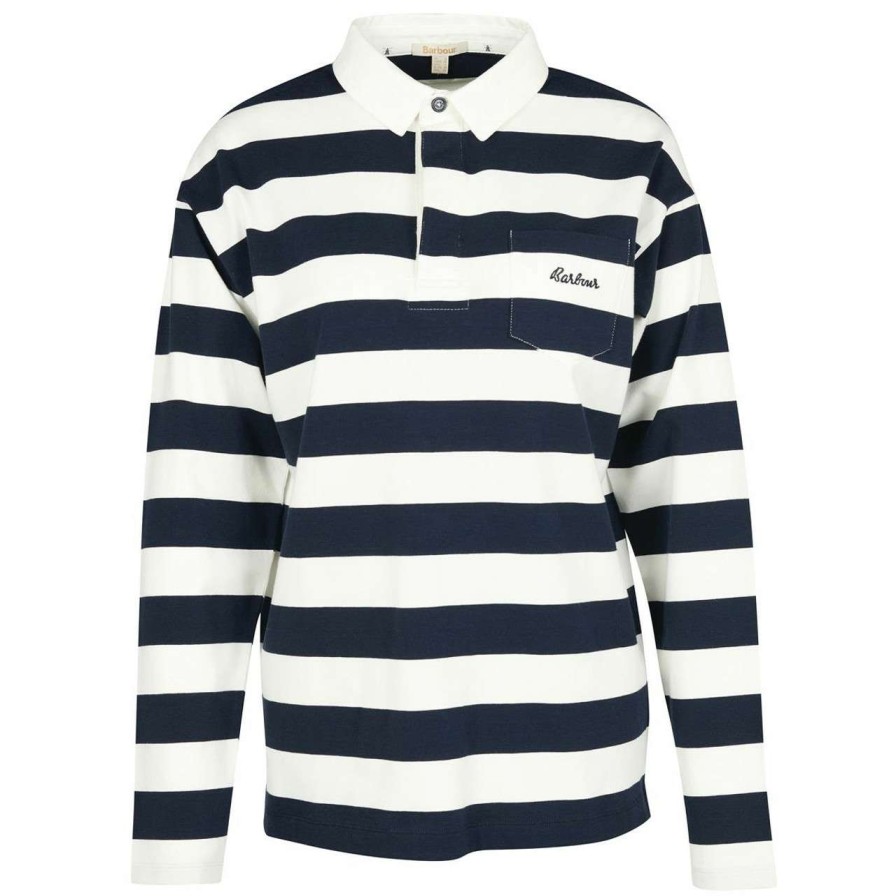 Clothing * | Good Quality Barbour Womens Ellison Top Navy Stripe