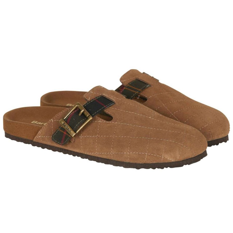 Footwear * | Closeout Sale Barbour Womens Ainsley Slippers Tan Suede