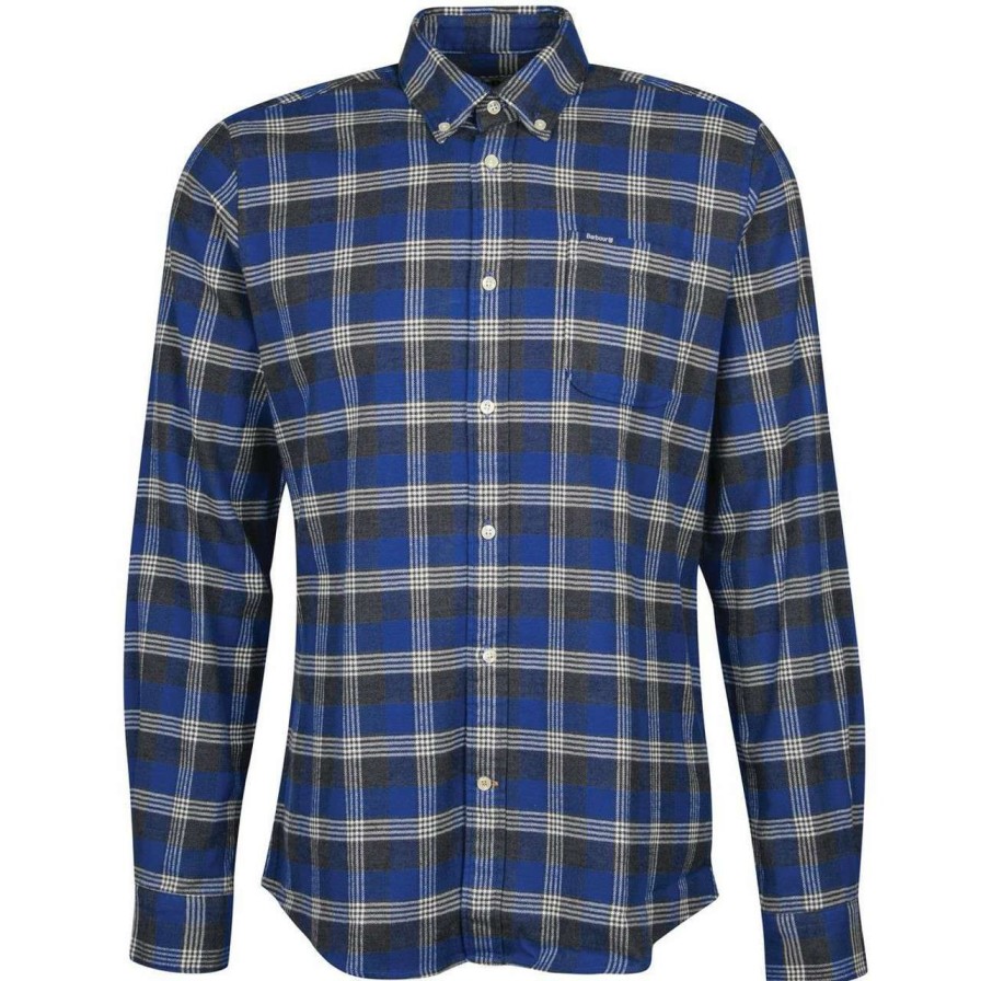 Clothing * | Bestsellers Barbour Mens Brockwell Tailored Fit Shirt Blue