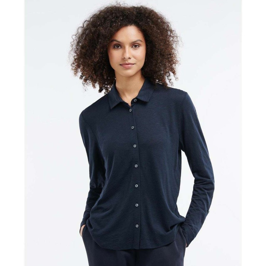 Clothing * | Bestsellers Barbour Womens Darla Shirt Navy