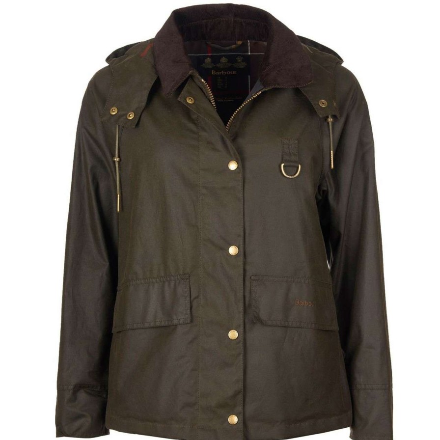 Jackets * | Discount Online Barbour Womens Avon Wax Jacket Olive/Classic