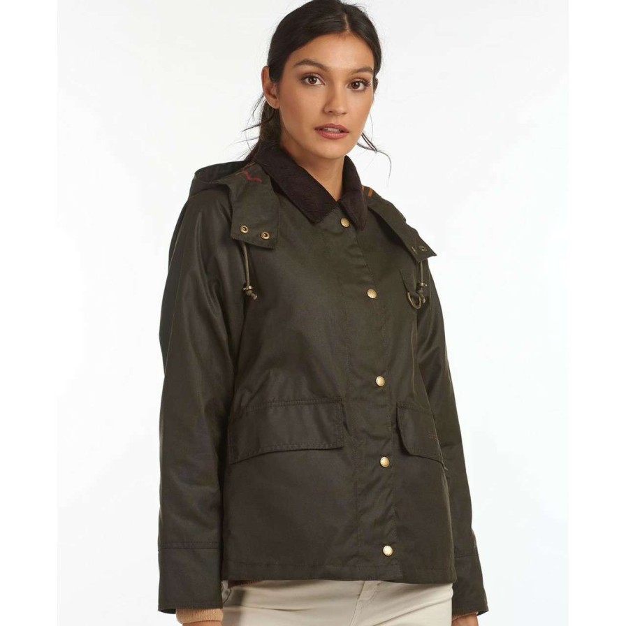 Jackets * | Discount Online Barbour Womens Avon Wax Jacket Olive/Classic