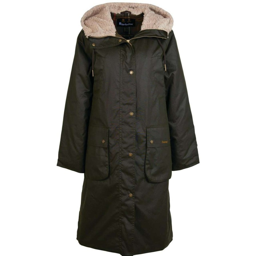 Jackets * | Discount Barbour Womens Gunnister Wax Jacket Fern/Classic Tartan