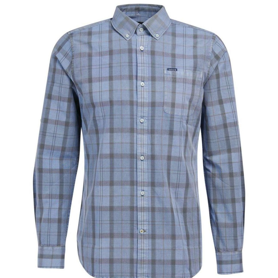 Clothing * | Discount Online Barbour Mens Overdyed Tartan Tailored Shirt