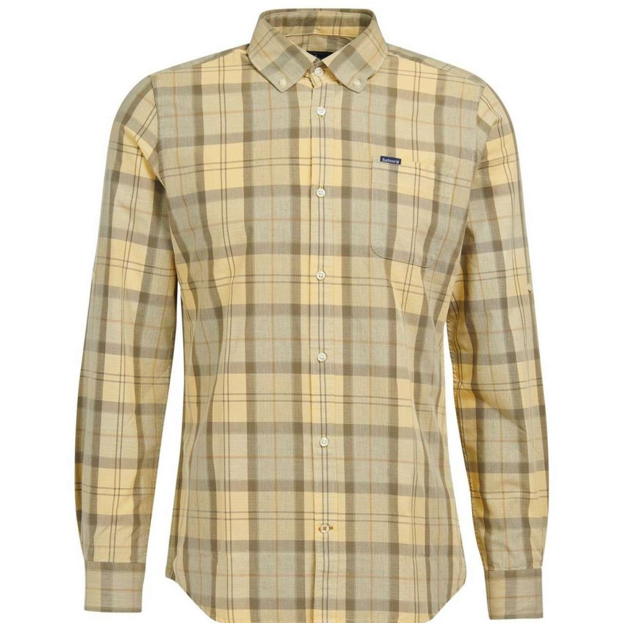 Clothing * | Discount Online Barbour Mens Overdyed Tartan Tailored Shirt