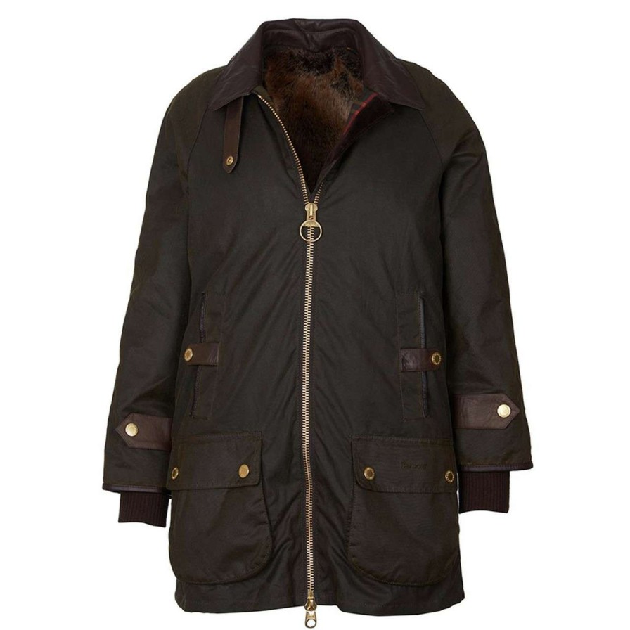 Jackets * | Discount Barbour Womens Norwood Wax Jacket Olive/Classic