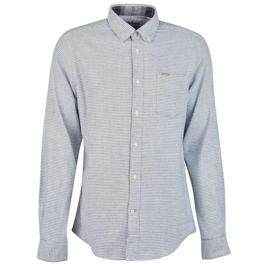 Clothing * | Cheap Barbour Mens Oakfield Tailored Shirt Grey Marl