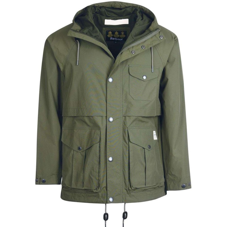 Jackets * | Discount Store Barbour Mens Shoreline Casual Jacket Olive