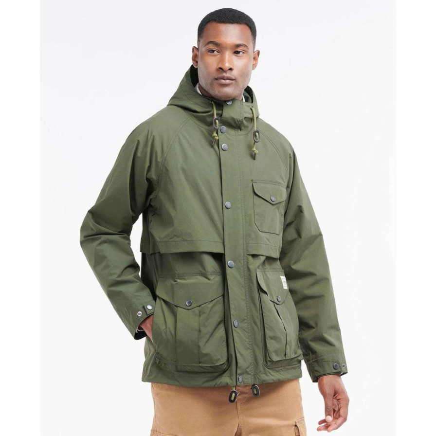 Jackets * | Discount Store Barbour Mens Shoreline Casual Jacket Olive