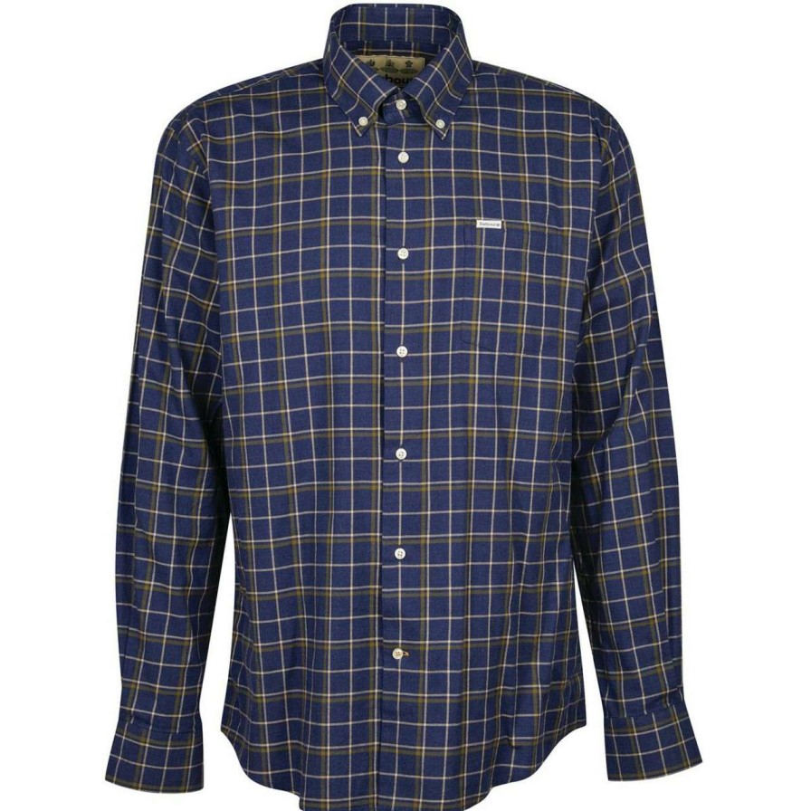 Clothing * | Discount Online Barbour Pelton Regular Shirt Navy