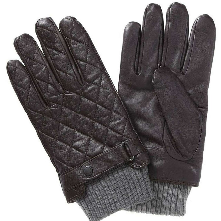 Accessories * | Online Sales Barbour Mens Quilted Leather Glove