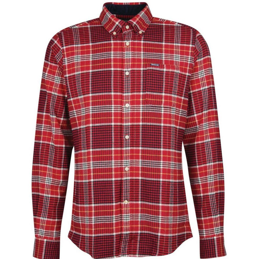 Clothing * | Flash Sale Barbour Mens Jackson Tailo Fit Shirt Red