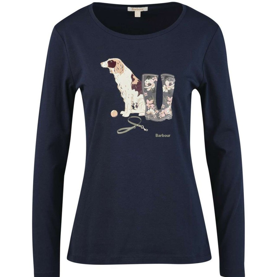 Clothing * | Bestsellers Barbour Womens Hedley L/S Tee Navy