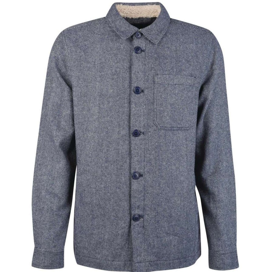 Clothing * | Best Price Barbour Mens Thompson Overshirt Navy