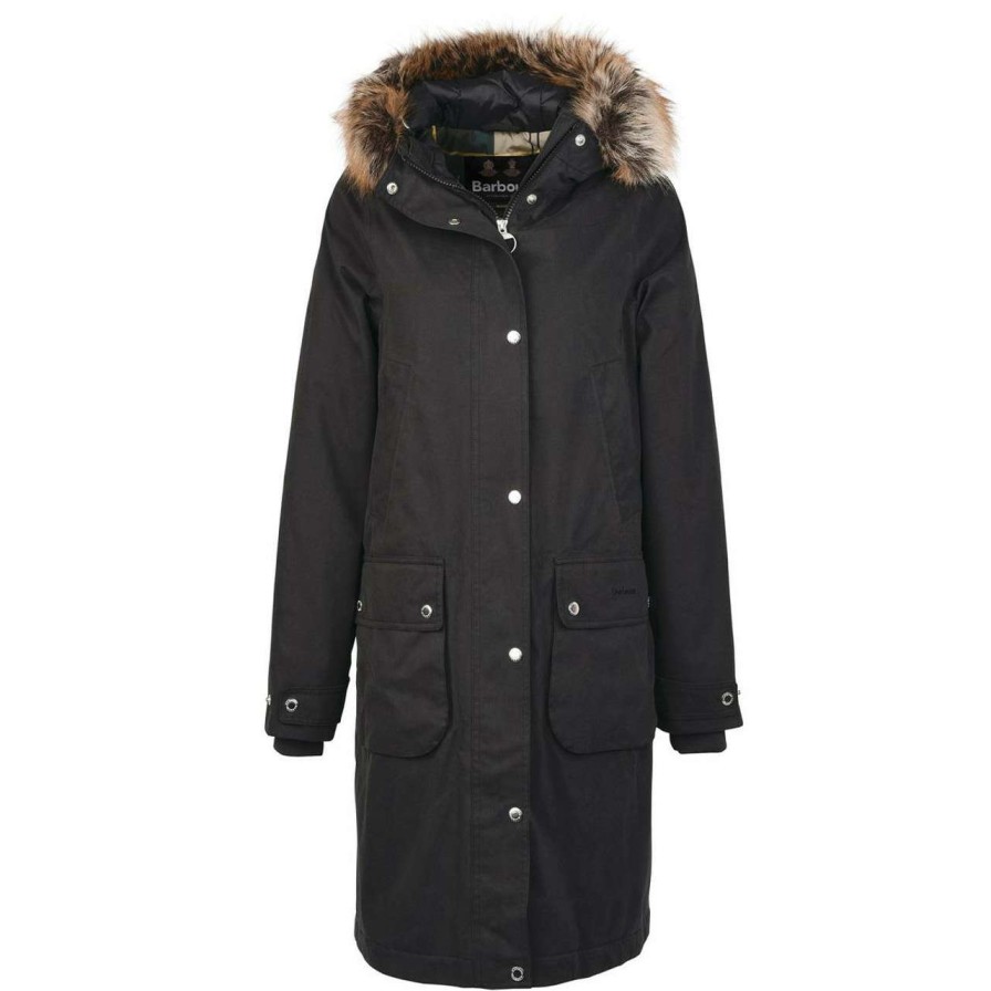 Jackets * | Good Quality Barbour Womens Scarlet Jacket Black/Ancient