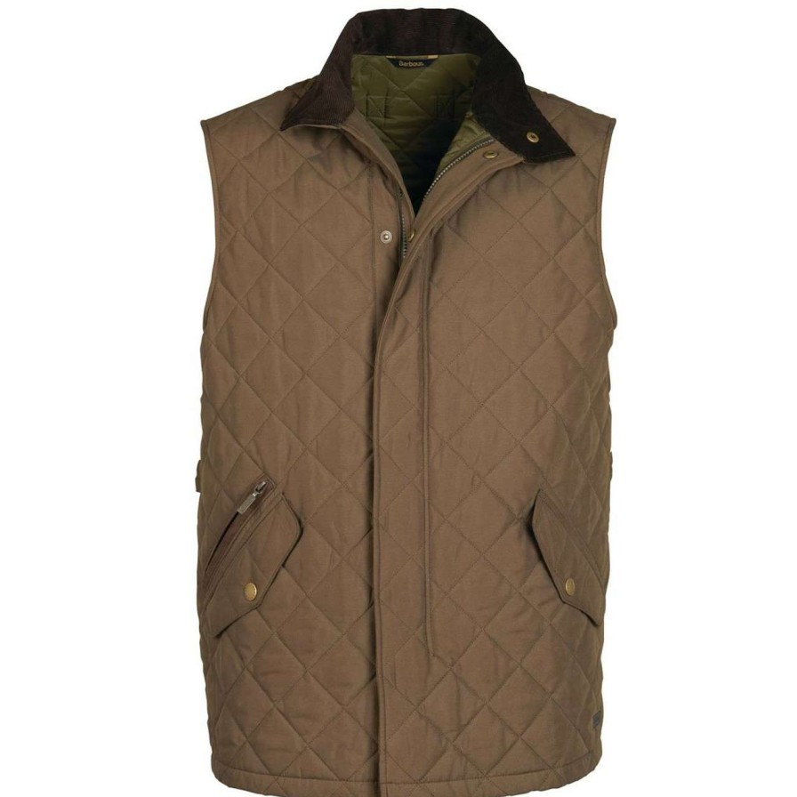 Clothing * | Good Quality Barbour Mens Shoveler Gilet Dk Olive