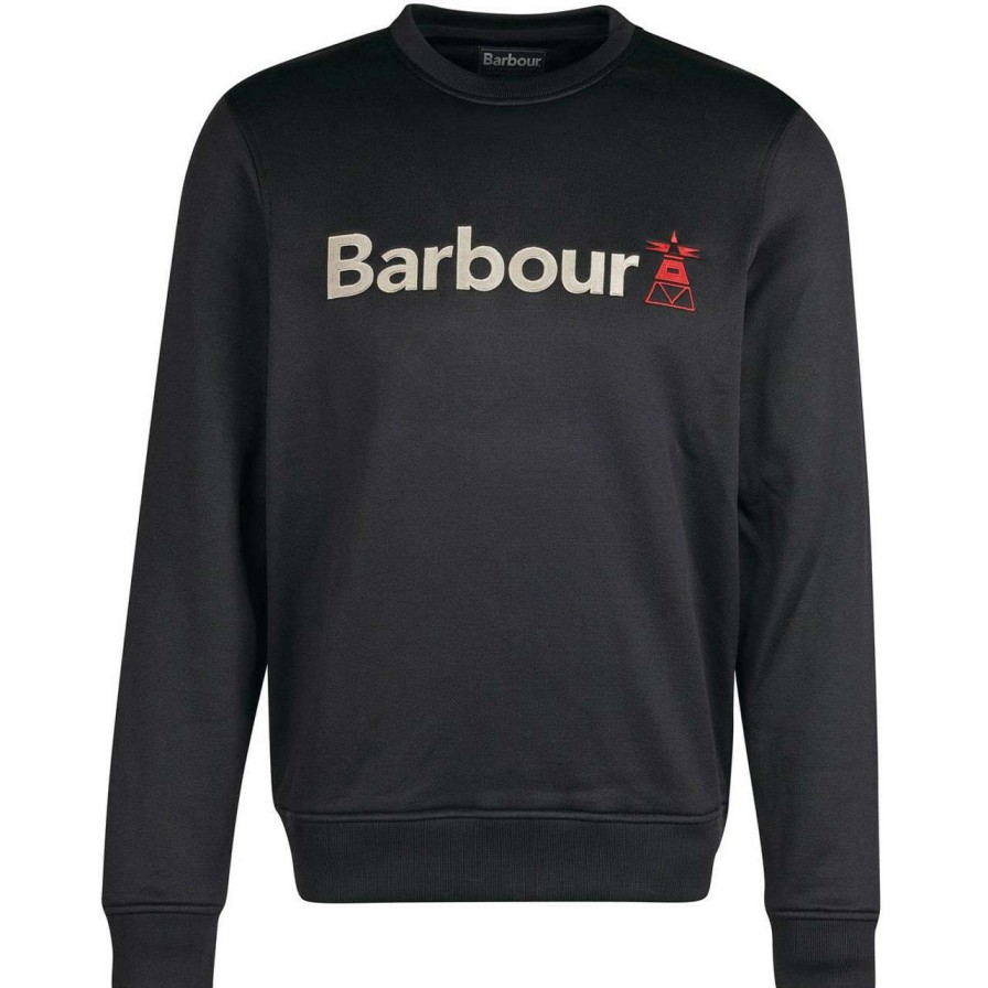 Clothing * | Quality Guarantee Barbour Mens Weardale Crew Neck Sweater Black