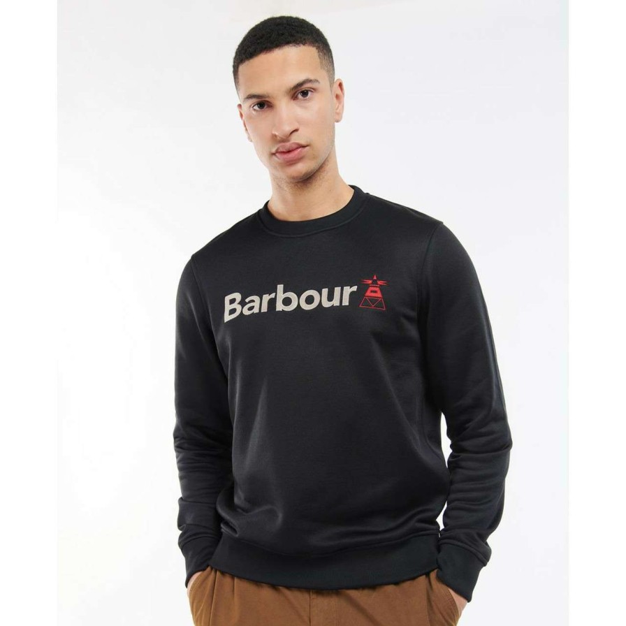 Clothing * | Quality Guarantee Barbour Mens Weardale Crew Neck Sweater Black