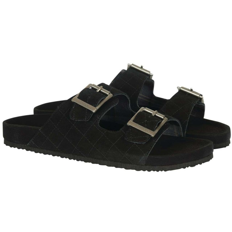 Footwear * | Discount Barbour Mens Eddie Sandals Black