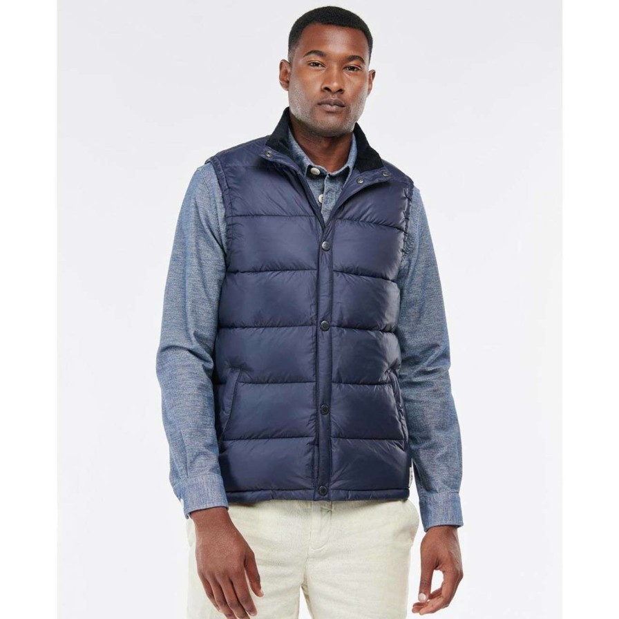 Clothing * | Cheap Barbour Mens Coast Gilet Navy