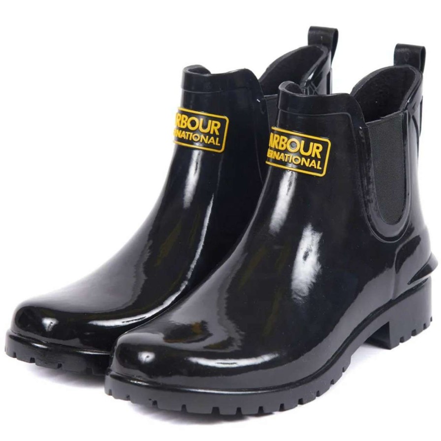 Footwear * | Bestsellers Barbour International Womens Assen Chelsea Wellington Boots Black