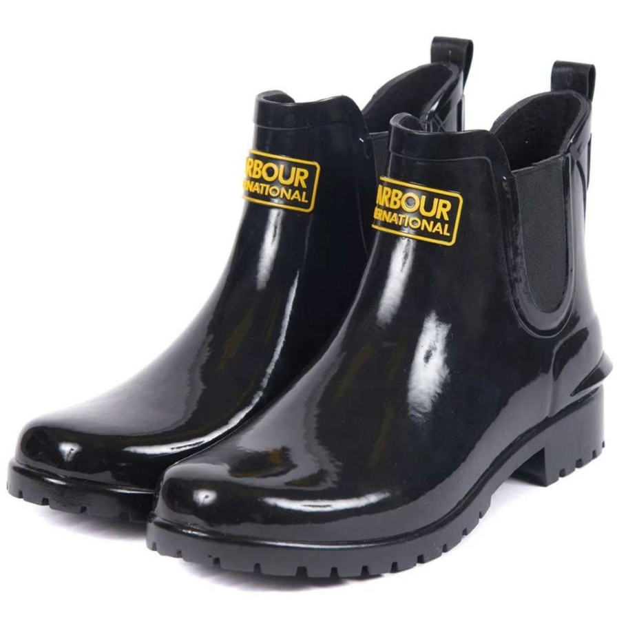 Footwear * | Bestsellers Barbour International Womens Assen Chelsea Wellington Boots Black