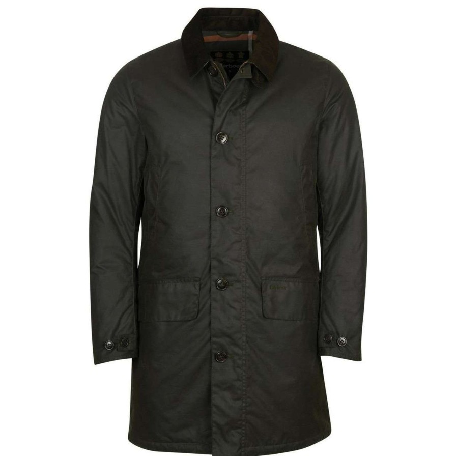 Jackets * | Lower Prices Barbour Mens Wax Mac Jacket Sage/Classic