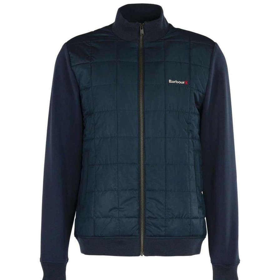 Jackets * | New Threads Barbour Mens Box Quilted Sweat Navy