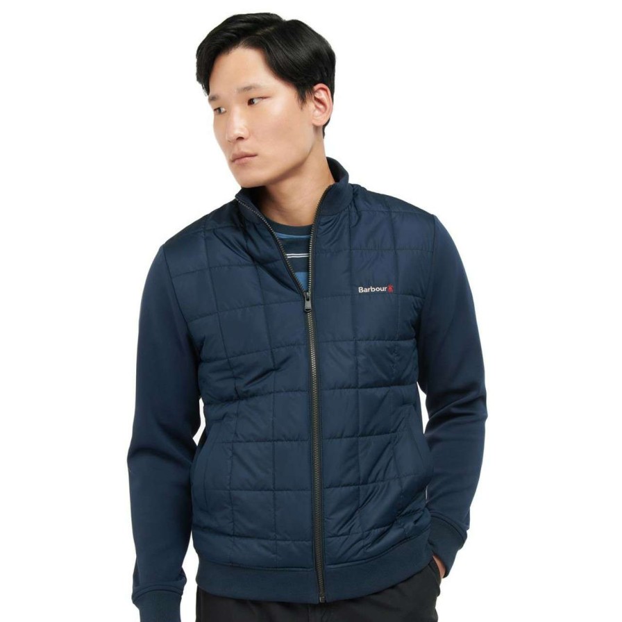 Jackets * | New Threads Barbour Mens Box Quilted Sweat Navy