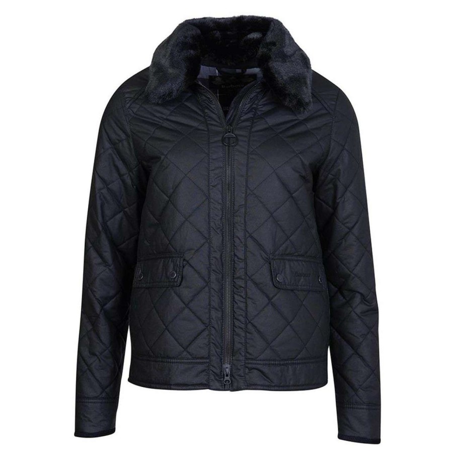 Jackets * | Quality Guarantee Barbour Womens Glencoe Wax Jacket Black/Modern