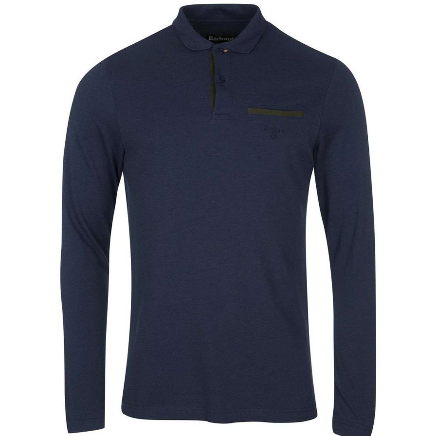 Clothing * | Discount Barbour Mens Essential Long Sleeve Pocket Polo Shirt